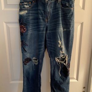 Embroidered Girlfriend Jeans
